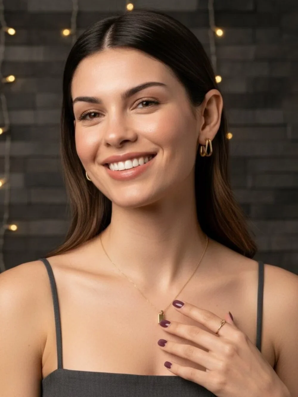 Minimalist 18K Gold Plated SS Double C Hoop Earrings 1